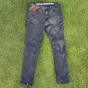 Reason Brand Men's 32x31 Moto Biker Jeans Black Slim Fit Denim